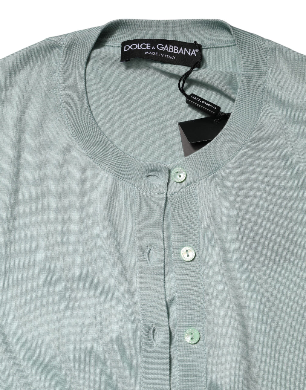 Dolce &amp; Gabbana Hellgrüner Seiden-Cardigan mit Knopfleiste