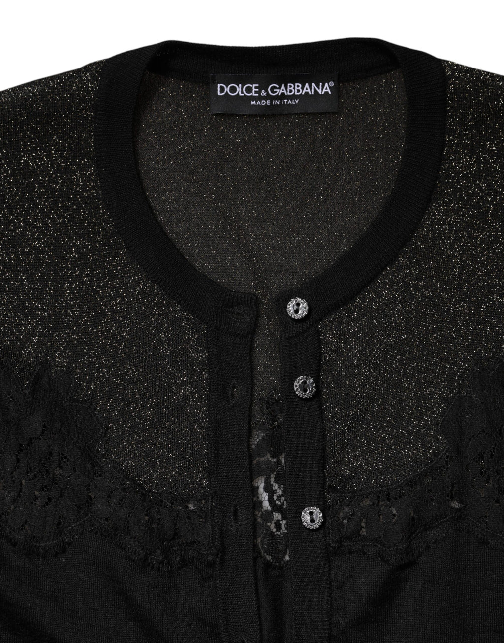 Dolce &amp; Gabbana – Schwarzer Cardigan-Pullover aus Viskosespitze mit Knöpfen