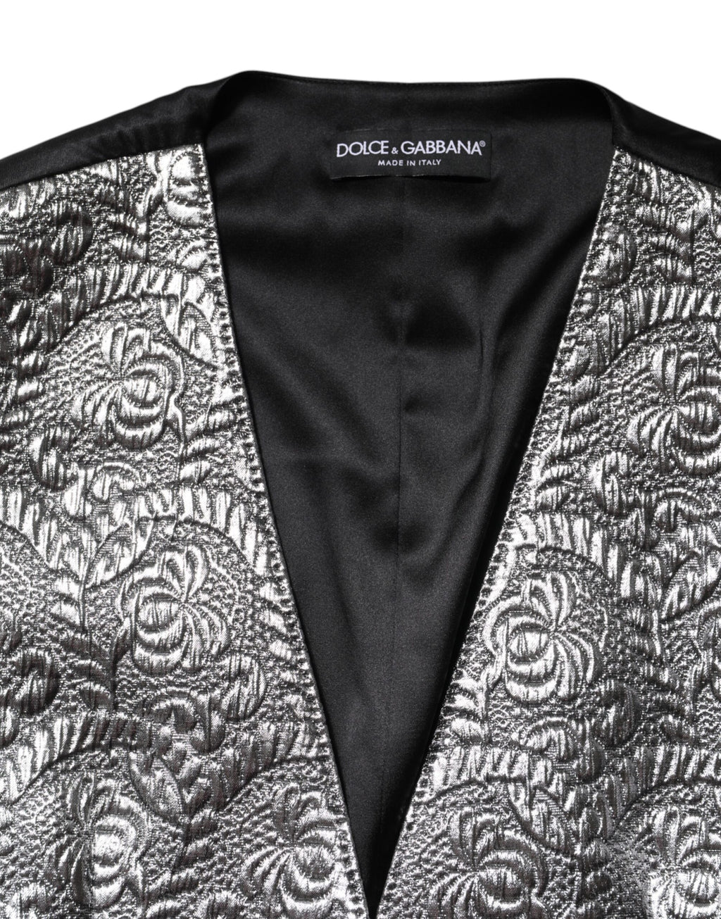 Dolce &amp; Gabbana – Ärmelloses Trägertop aus Jacquard mit Blumenmuster in Silber