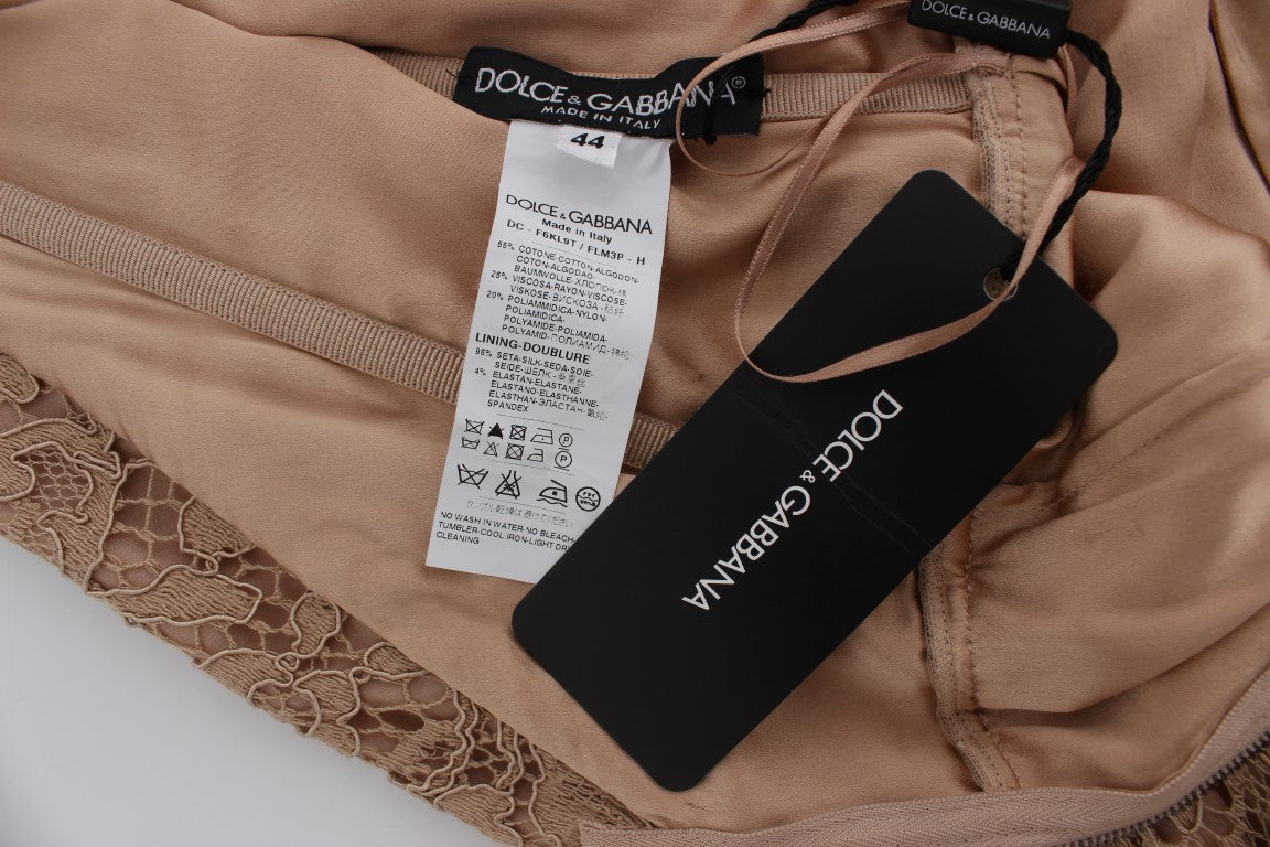 Robe longue élégante en dentelle florale rose Dolce &amp; Gabbana