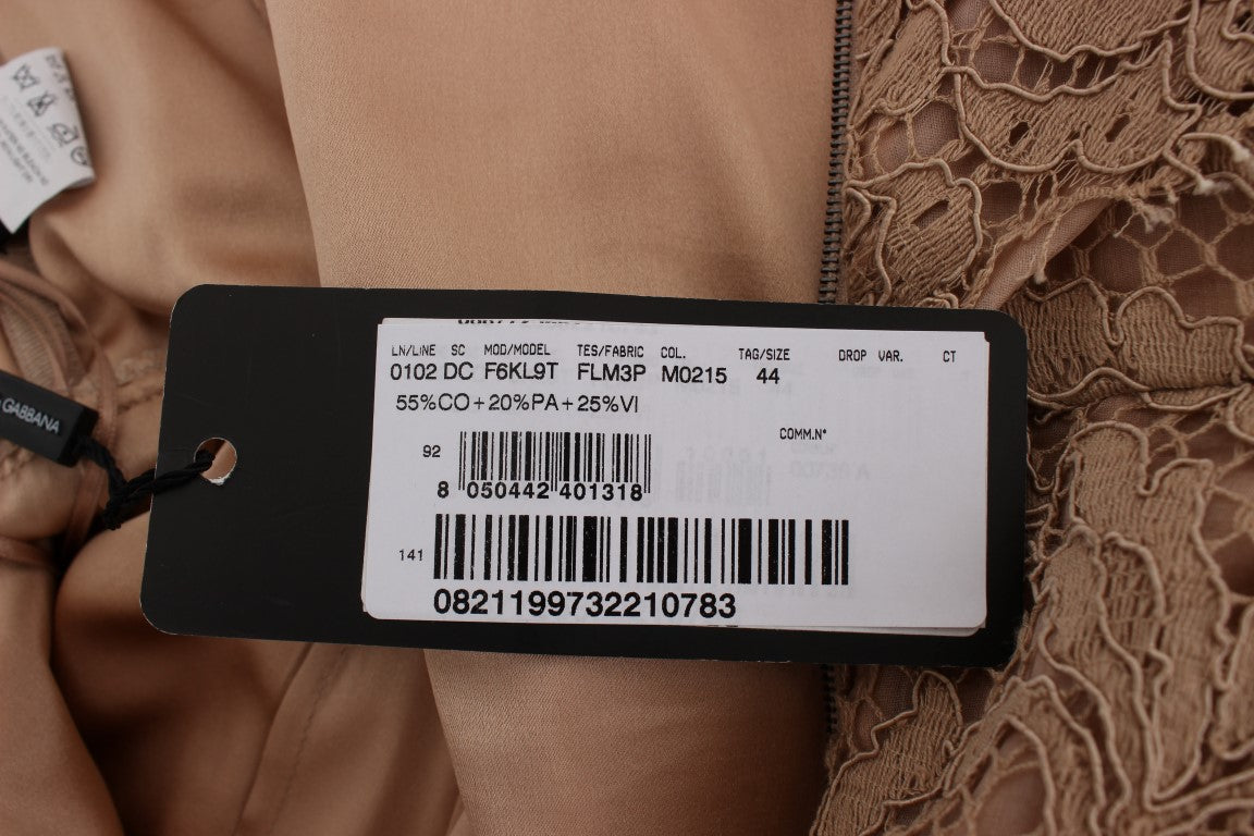Robe longue élégante en dentelle florale rose Dolce &amp; Gabbana