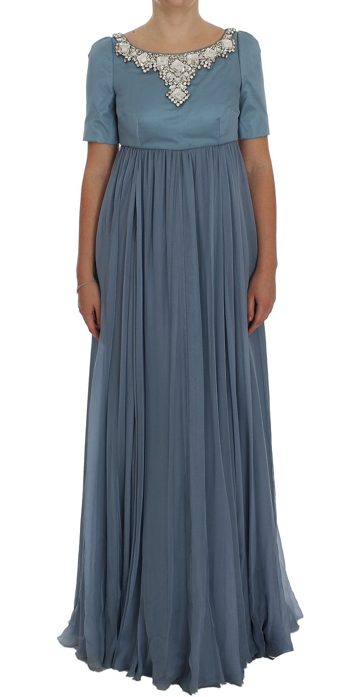 Dolce &amp; Gabbana Elegantes Seidenkleid mit Kristallverzierung