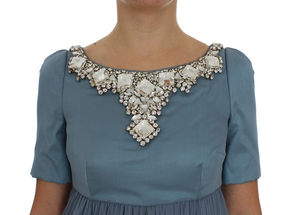 Dolce &amp; Gabbana Elegantes Seidenkleid mit Kristallverzierung