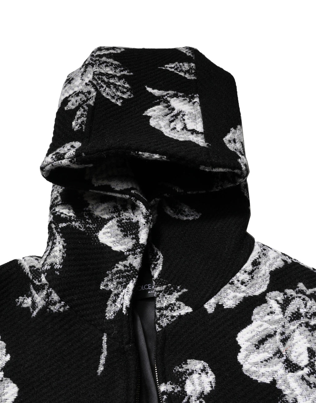 Veste à capuche en laine noire à imprimé floral pour homme Dolce &amp; Gabbana