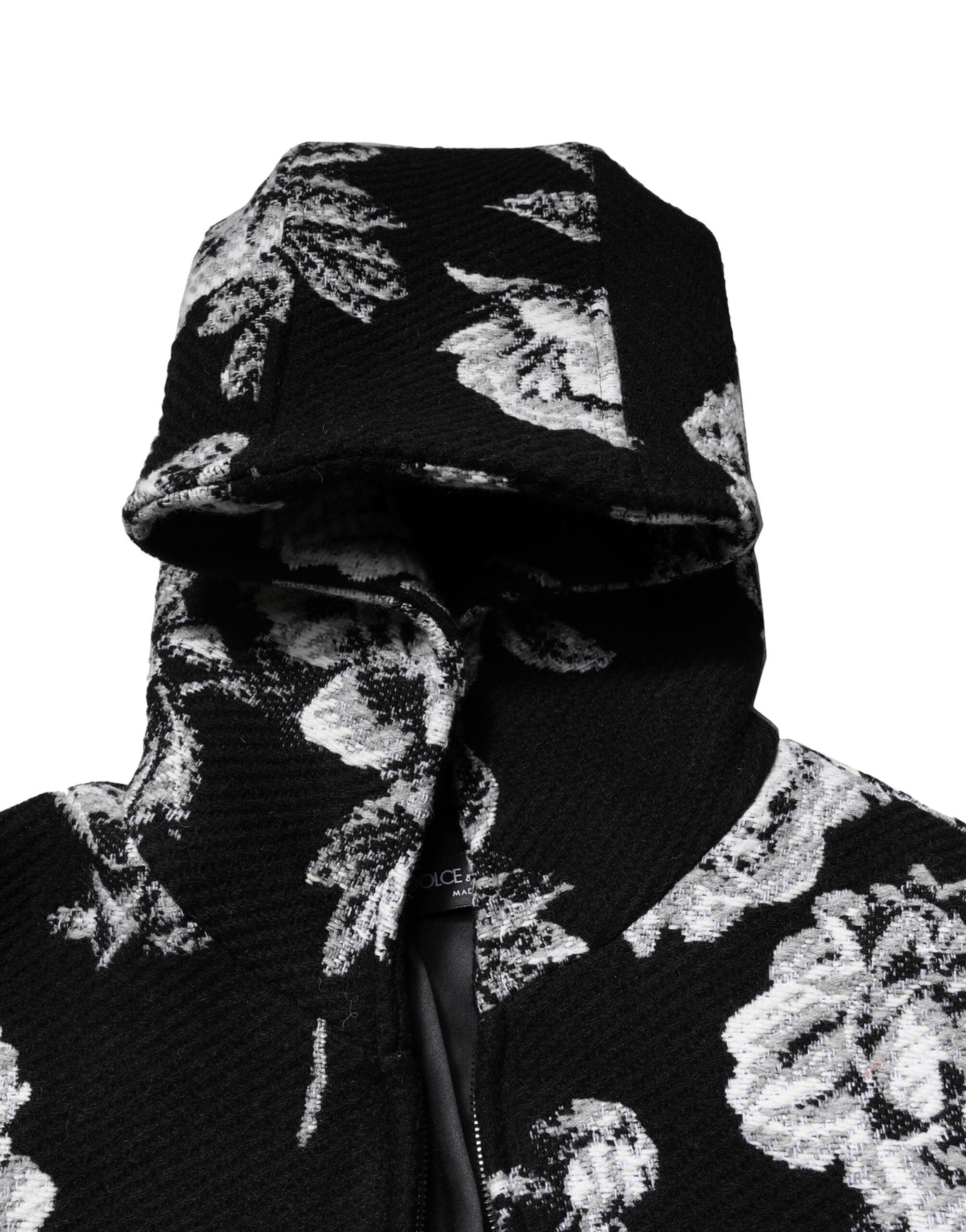Veste à capuche en laine noire à imprimé floral pour homme Dolce &amp; Gabbana