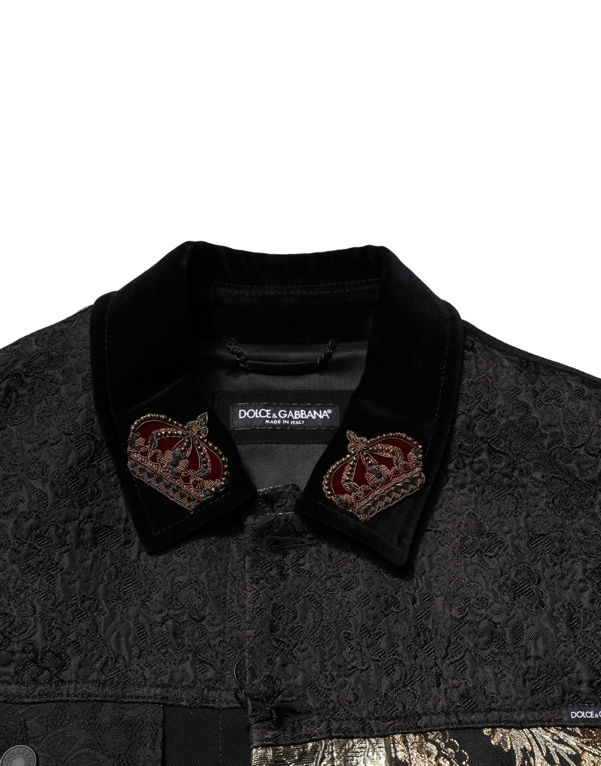 Veste motard Dolce &amp; Gabbana en jacquard floral noir et doré pour homme