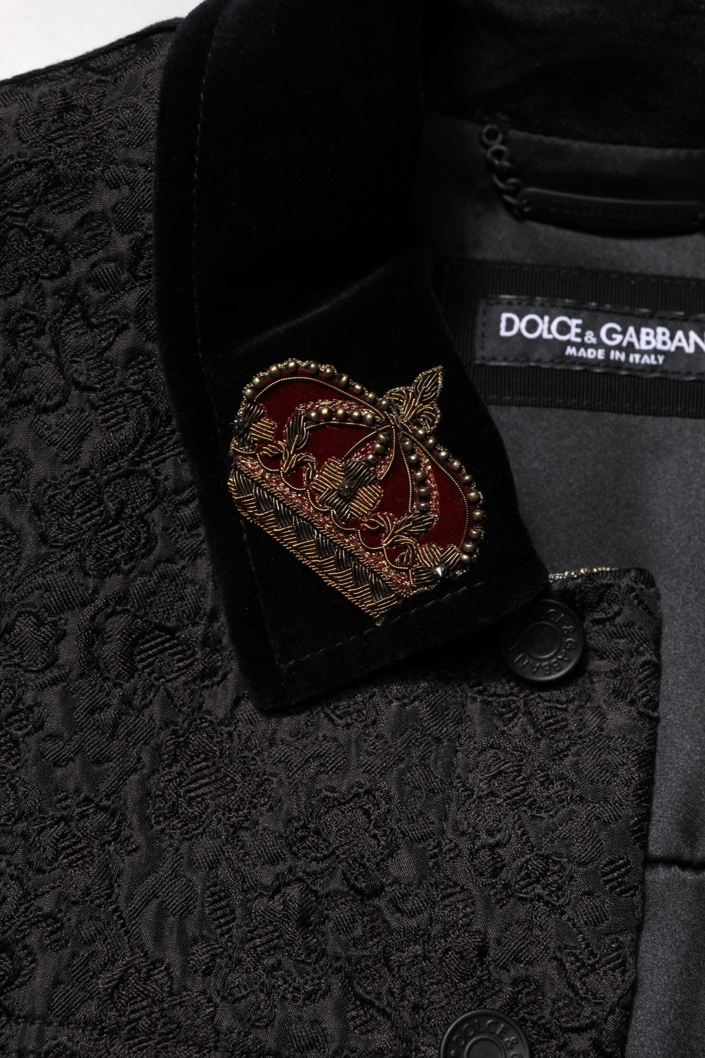 Veste motard Dolce &amp; Gabbana en jacquard floral noir et doré pour homme