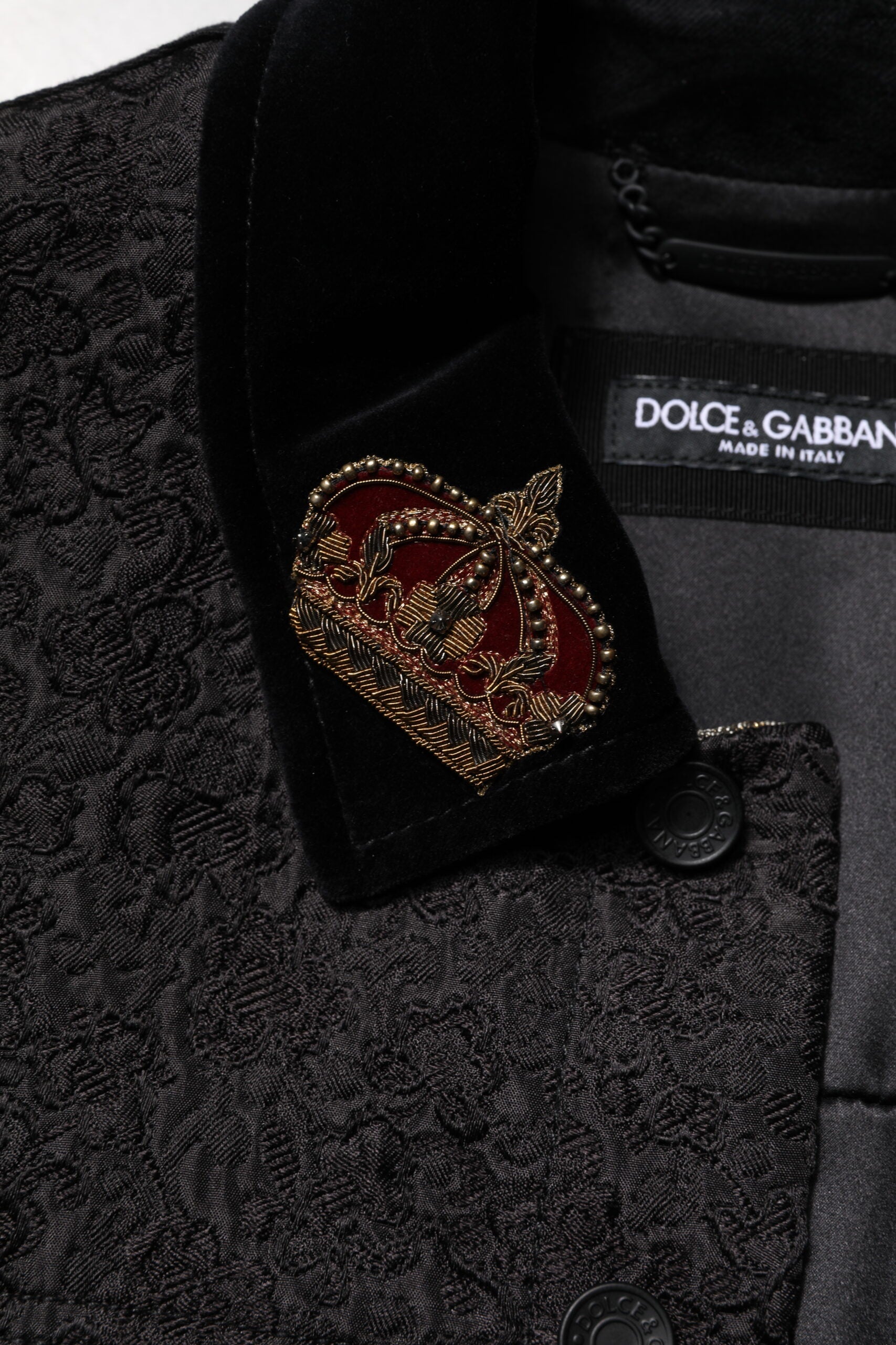 Veste motard Dolce &amp; Gabbana en jacquard floral noir et doré pour homme