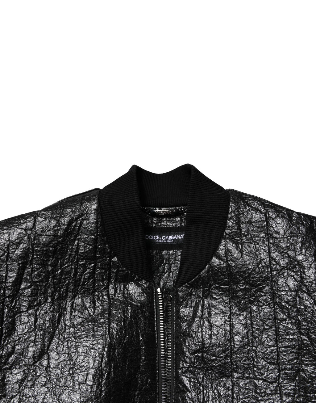 Veste bomber zippée noire avec plaque logo Dolce &amp; Gabbana