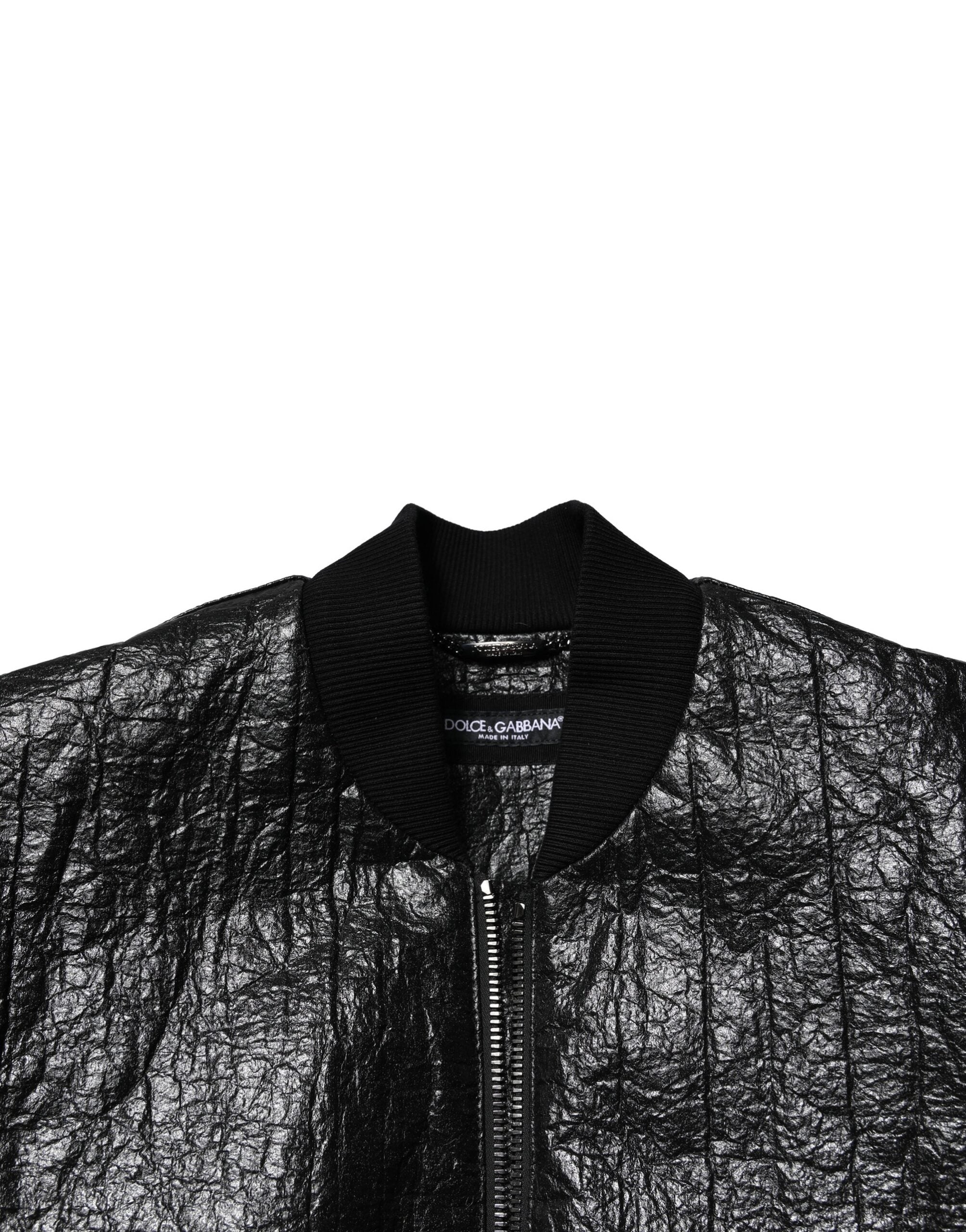 Veste bomber zippée noire avec plaque logo Dolce &amp; Gabbana