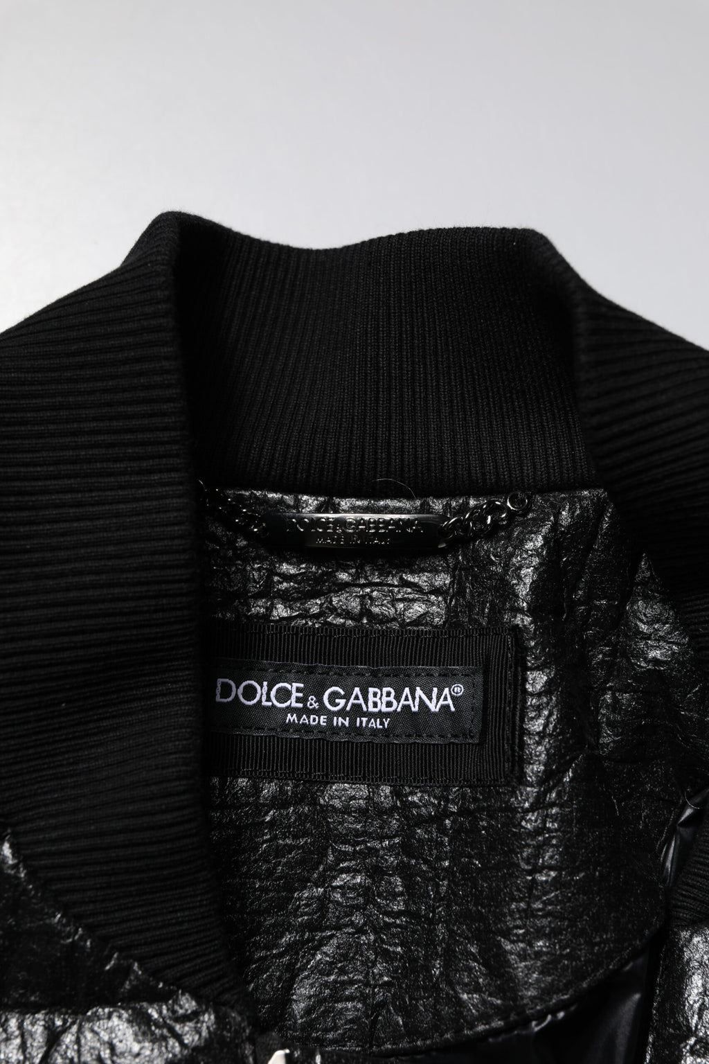 Veste bomber zippée noire avec plaque logo Dolce &amp; Gabbana