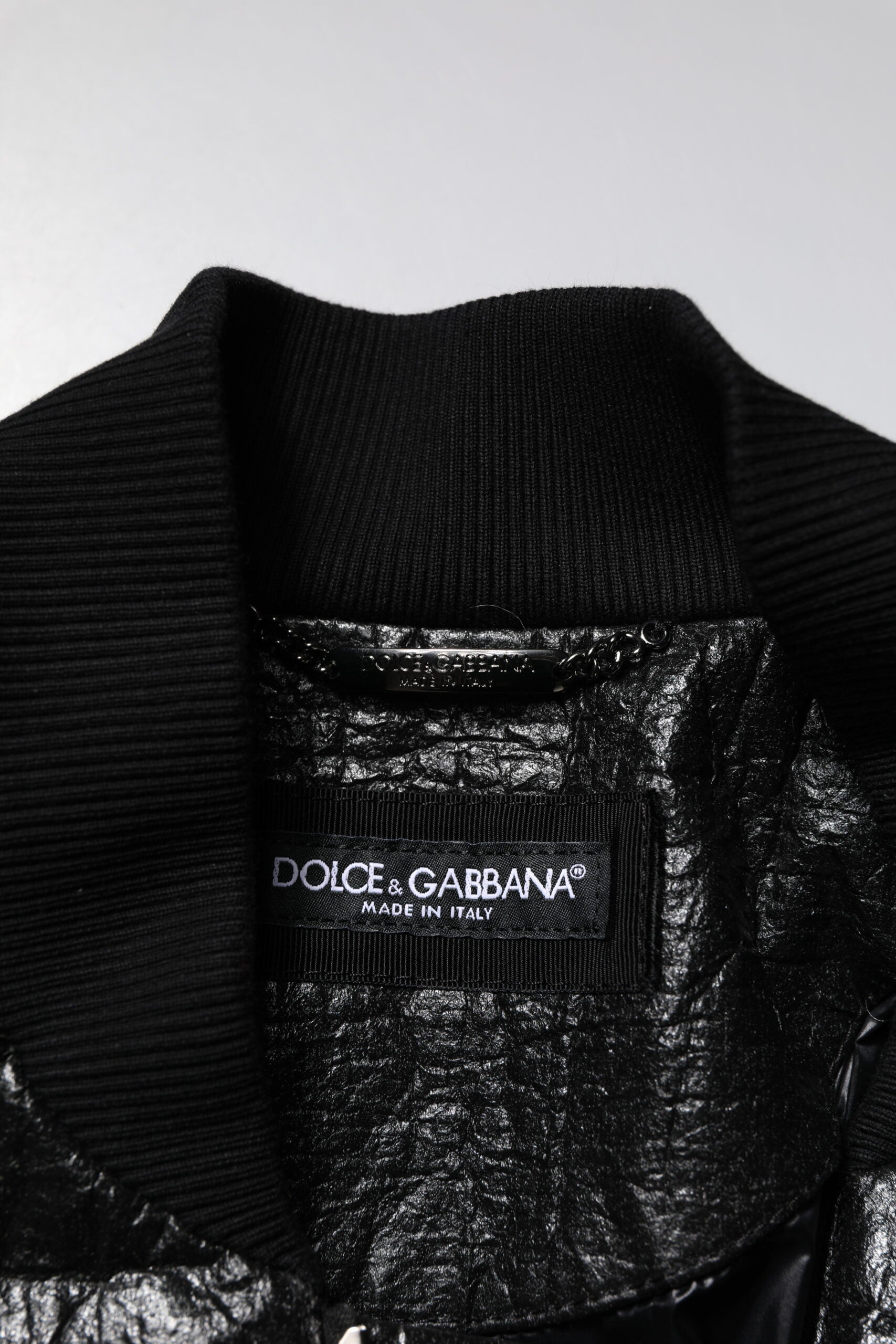 Veste bomber zippée noire avec plaque logo Dolce &amp; Gabbana