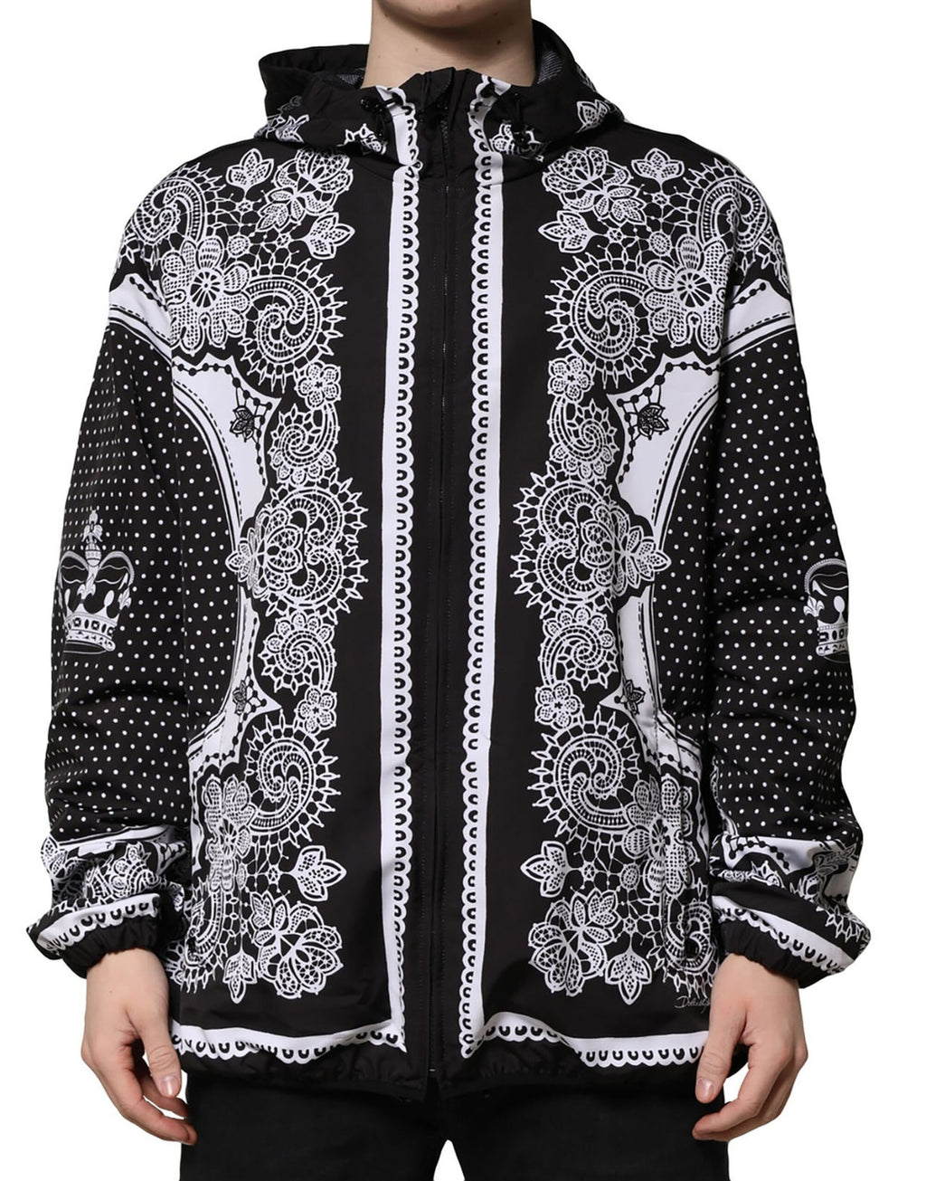 Dolce &amp; Gabbana Blouson aviateur à capuche noir à imprimé bandana