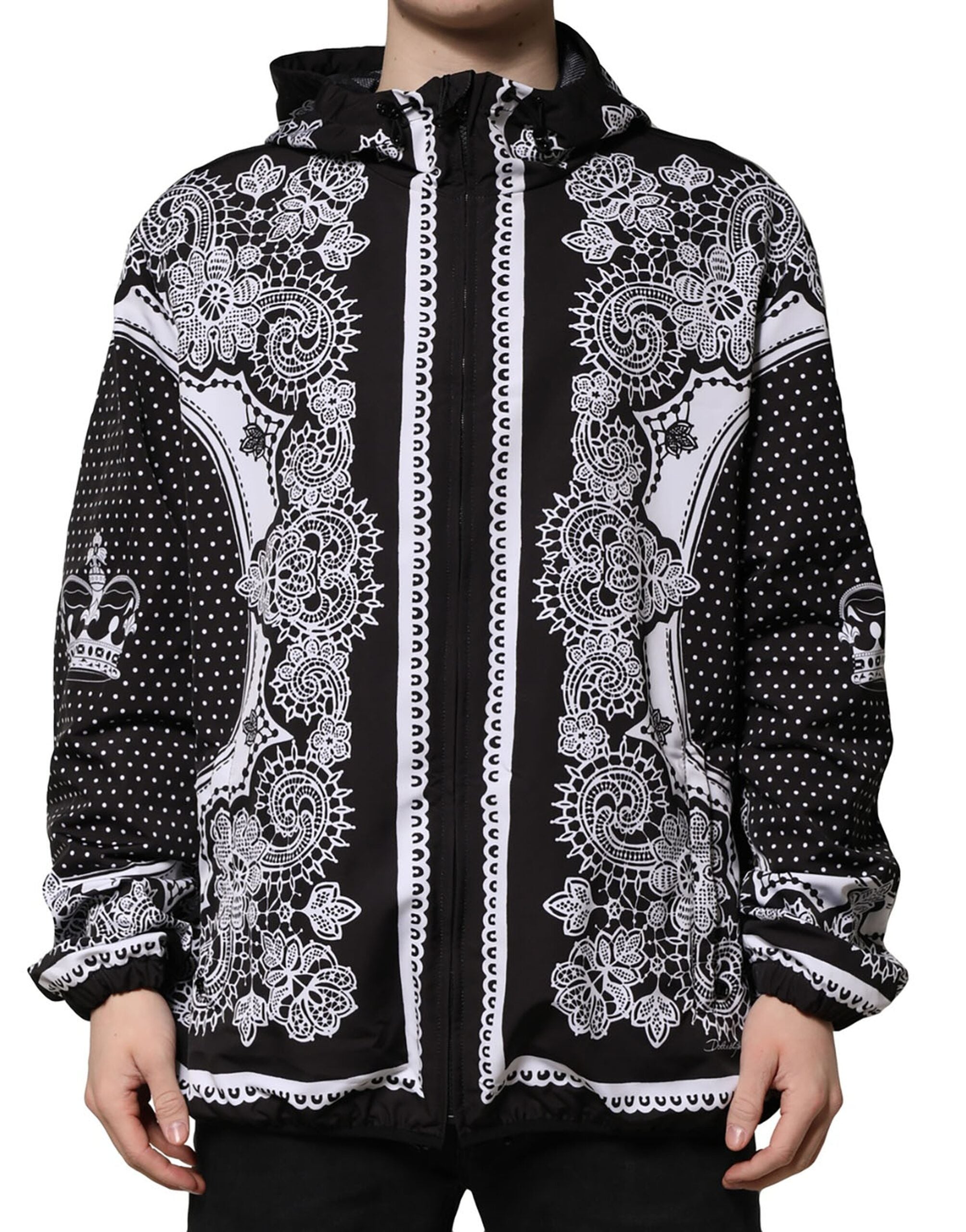Dolce &amp; Gabbana Blouson aviateur à capuche noir à imprimé bandana