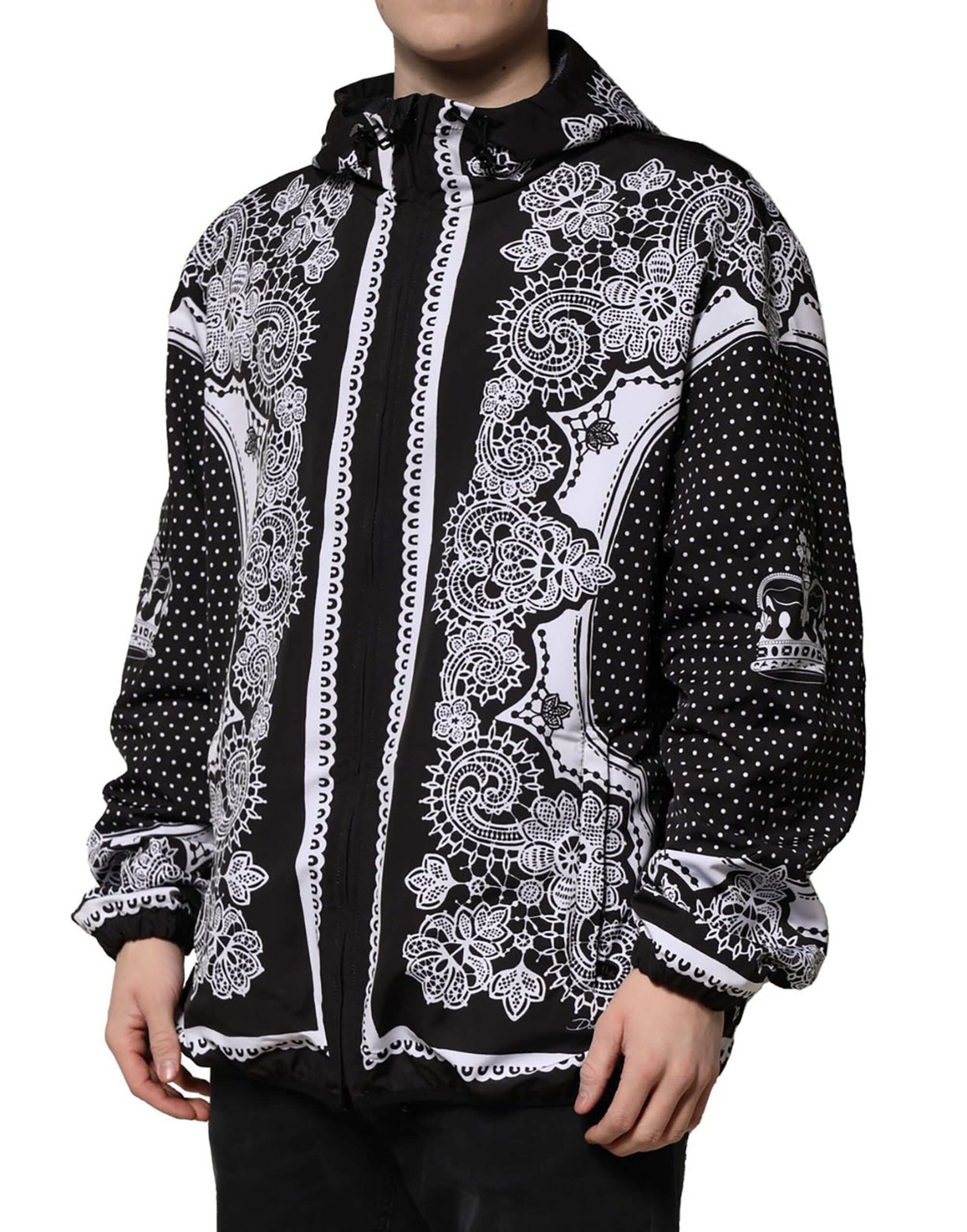 Dolce &amp; Gabbana Blouson aviateur à capuche noir à imprimé bandana