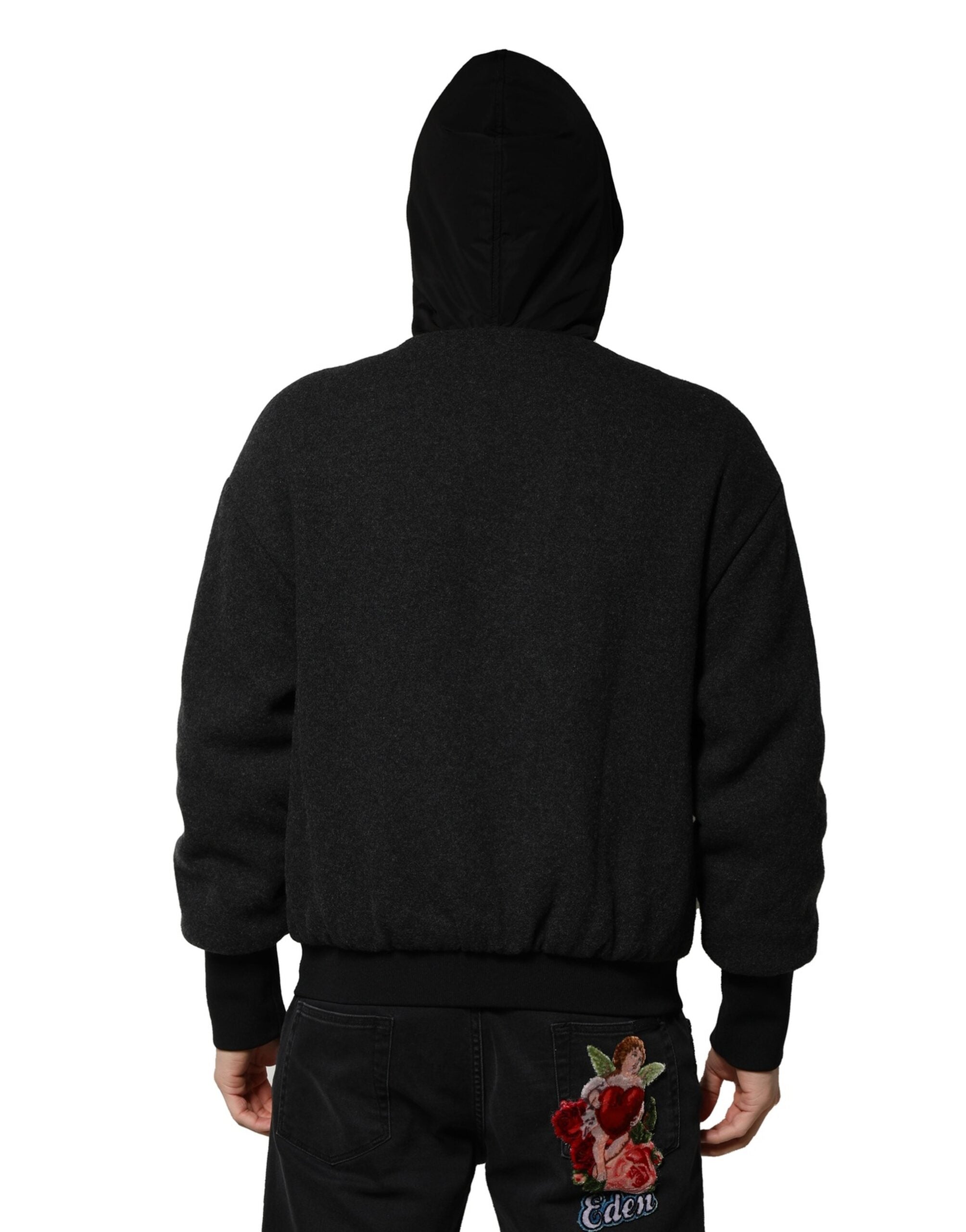 Veste bomber à capuche noire Dolce &amp; Gabbana avec logo DG