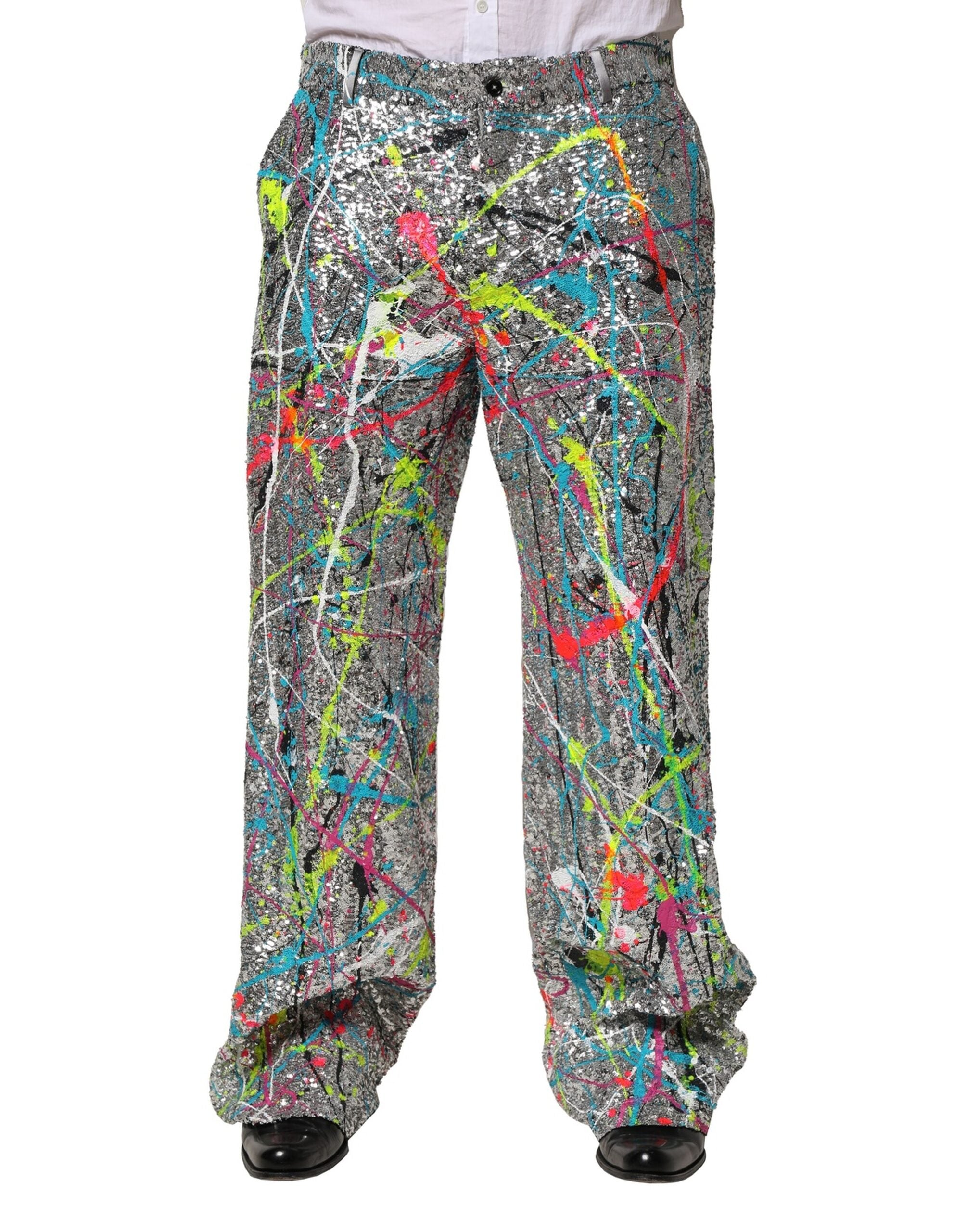 Dolce &amp; Gabbana – Mehrfarbige Hose mit Paillettenverzierung