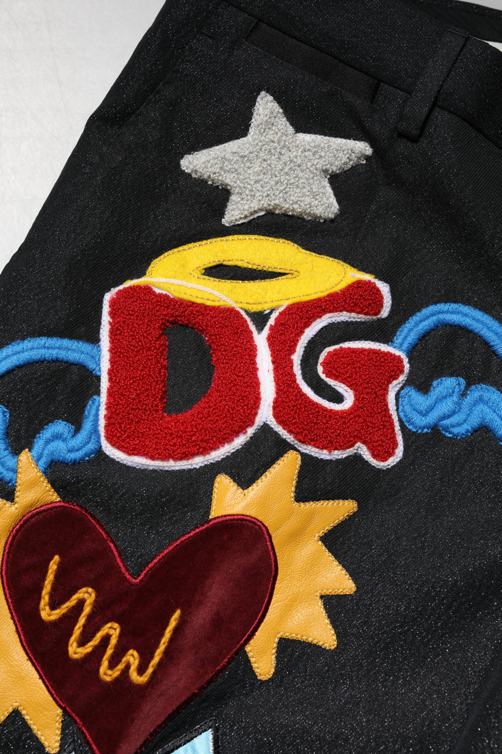 Dolce &amp; Gabbana Schwarze Hose mit grafischer Stickerei für Herren