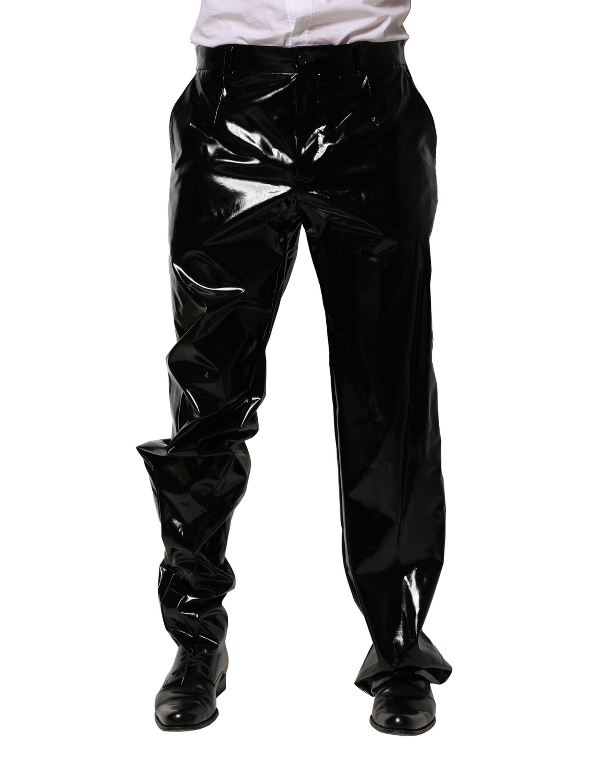 Dolce &amp; Gabbana Schwarze, gerade Herrenhose aus Nylon