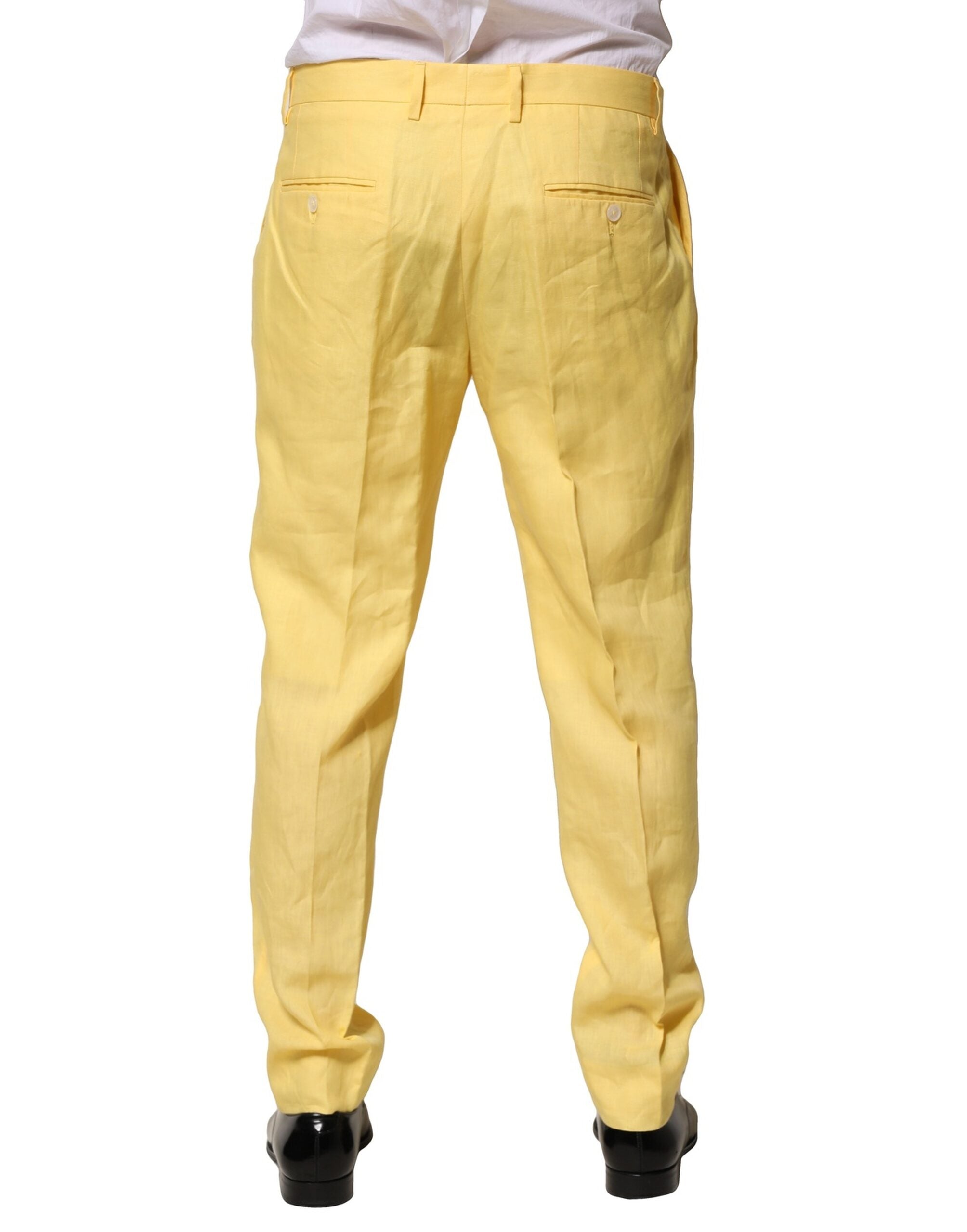Dolce &amp; Gabbana – Tapered-Hose aus gelbem Leinen für Herren