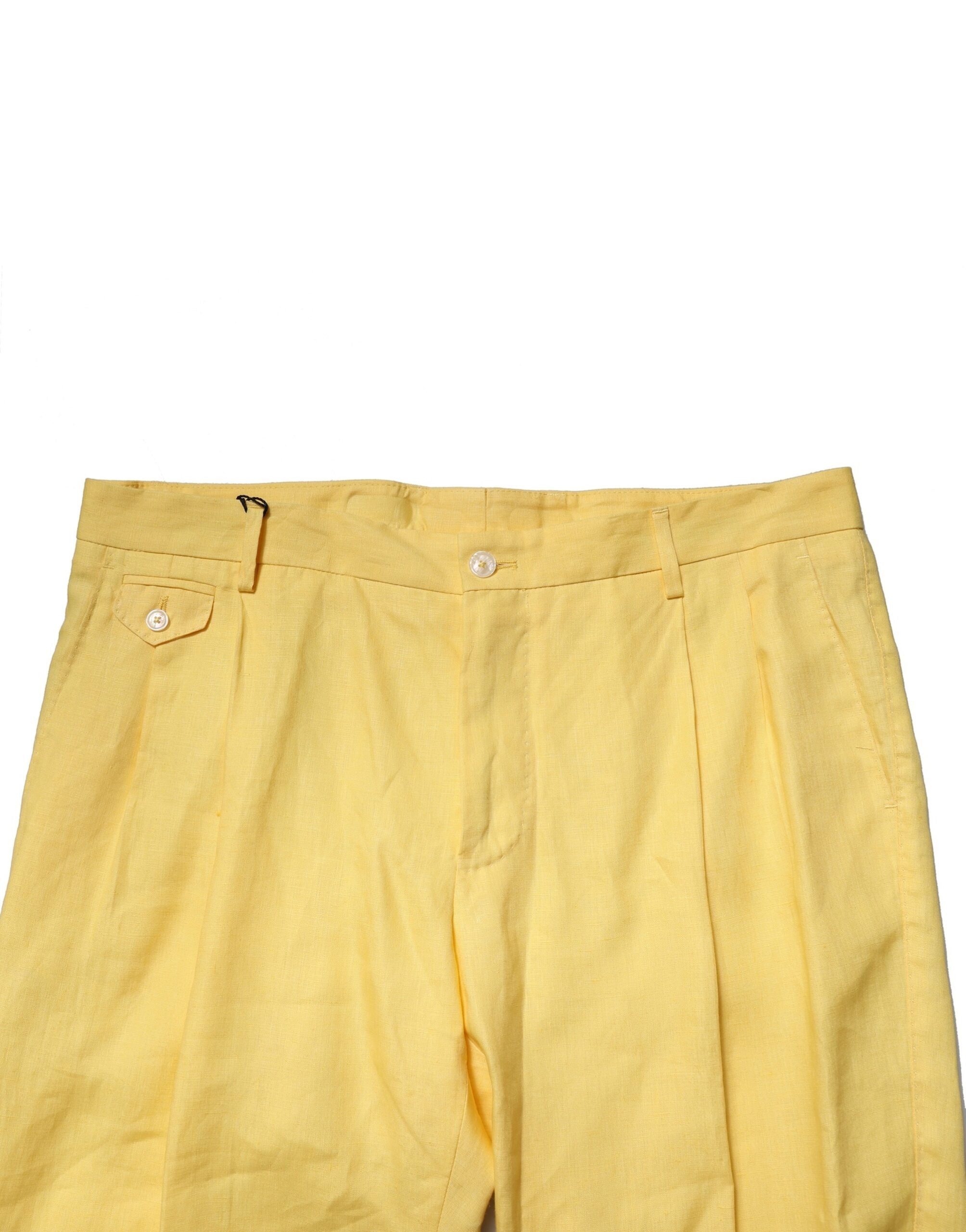 Dolce &amp; Gabbana – Tapered-Hose aus gelbem Leinen für Herren
