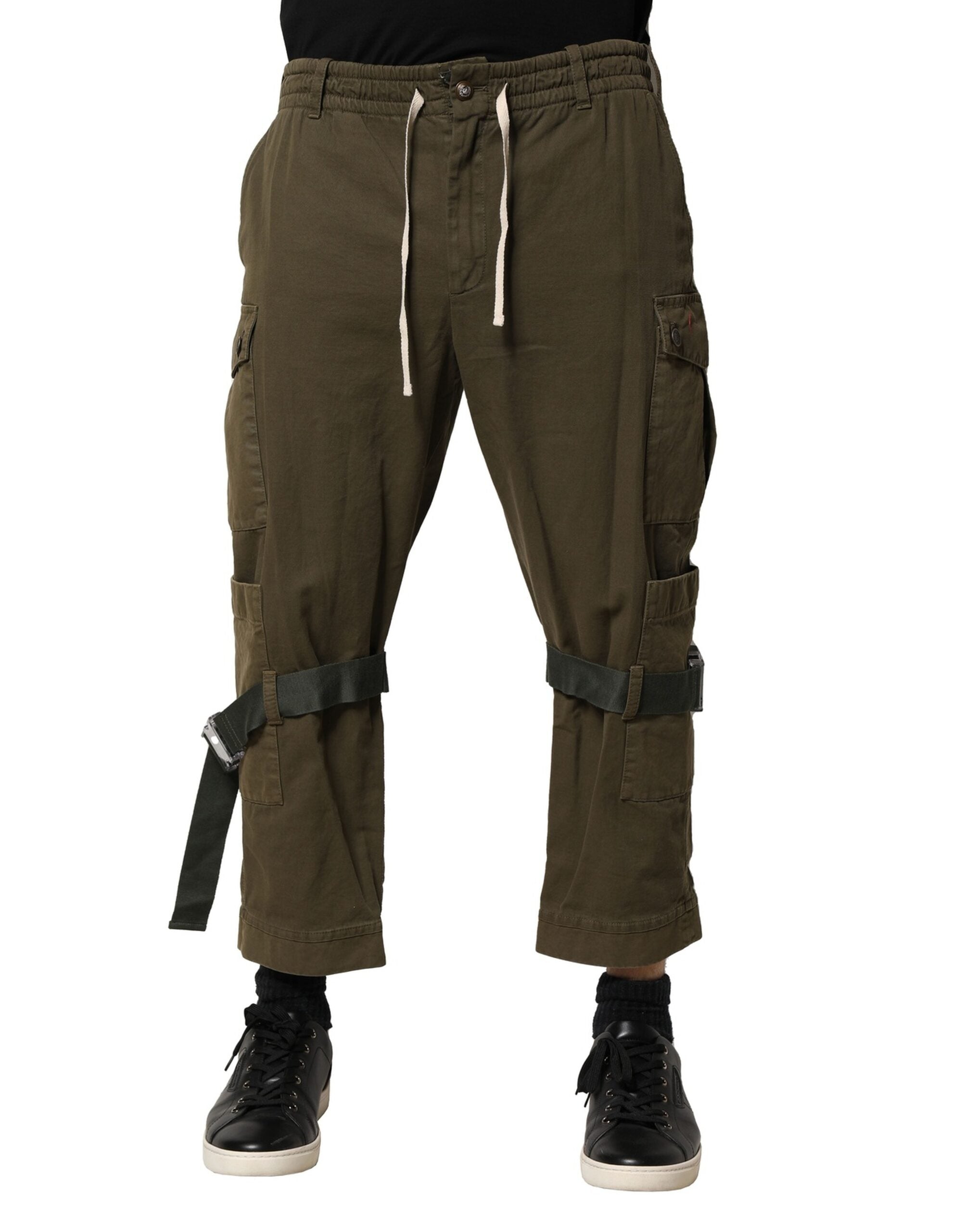 Dolce &amp; Gabbana – Braune Cargohose aus Baumwolle mit Kordelzug