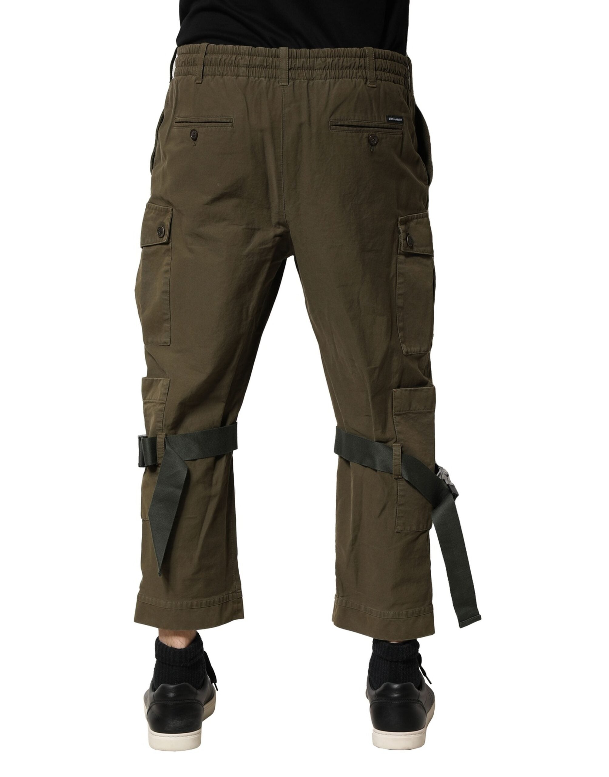 Dolce &amp; Gabbana – Braune Cargohose aus Baumwolle mit Kordelzug