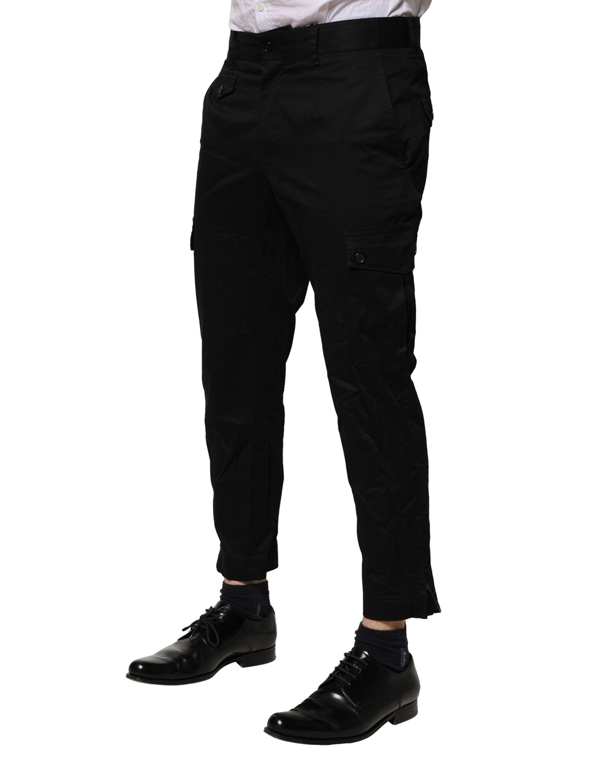 Dolce &amp; Gabbana – Schmale Anzughose aus schwarzer Baumwolle
