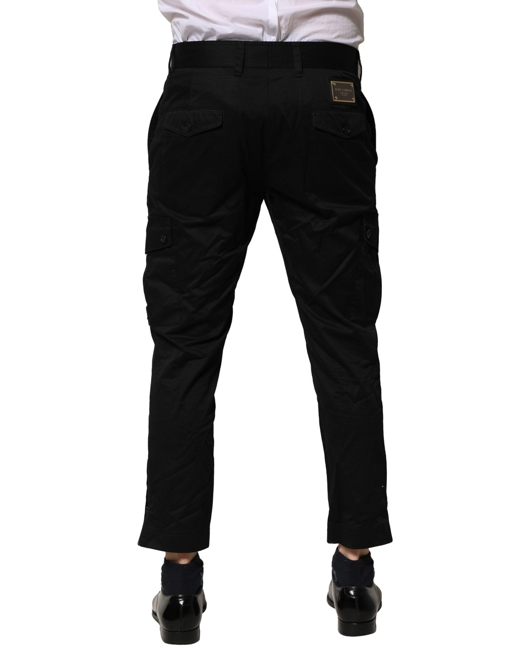 Dolce &amp; Gabbana – Schmale Anzughose aus schwarzer Baumwolle