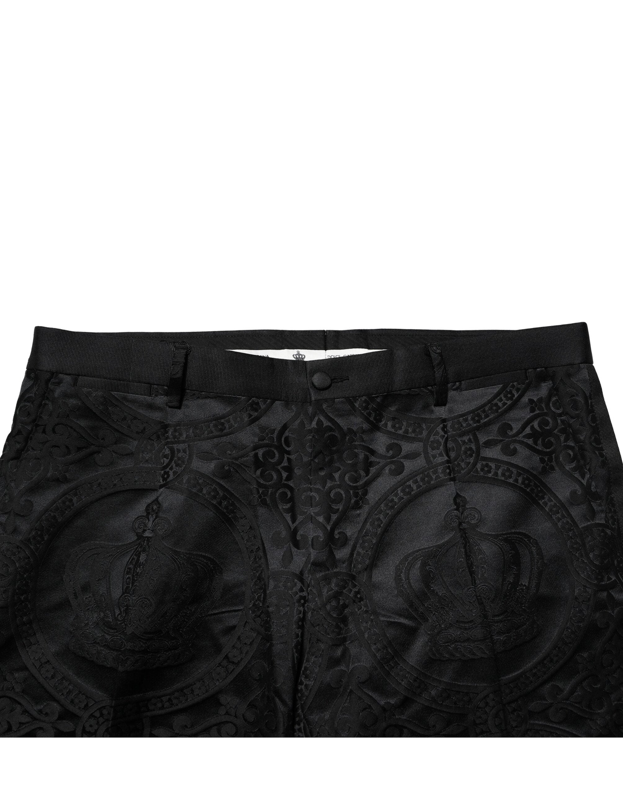 Dolce &amp; Gabbana – Schwarze Anzughose aus Baumwolle mit Krone im DG-Stil