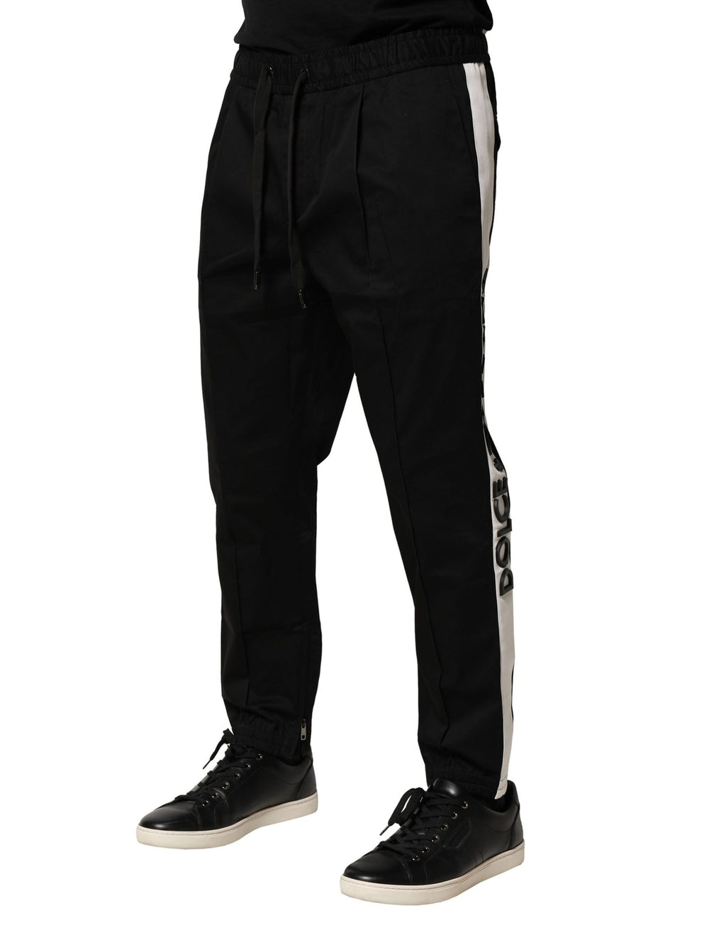 Dolce &amp; Gabbana – Schwarze Jogginghose aus Baumwolle mit mittlerer Taille