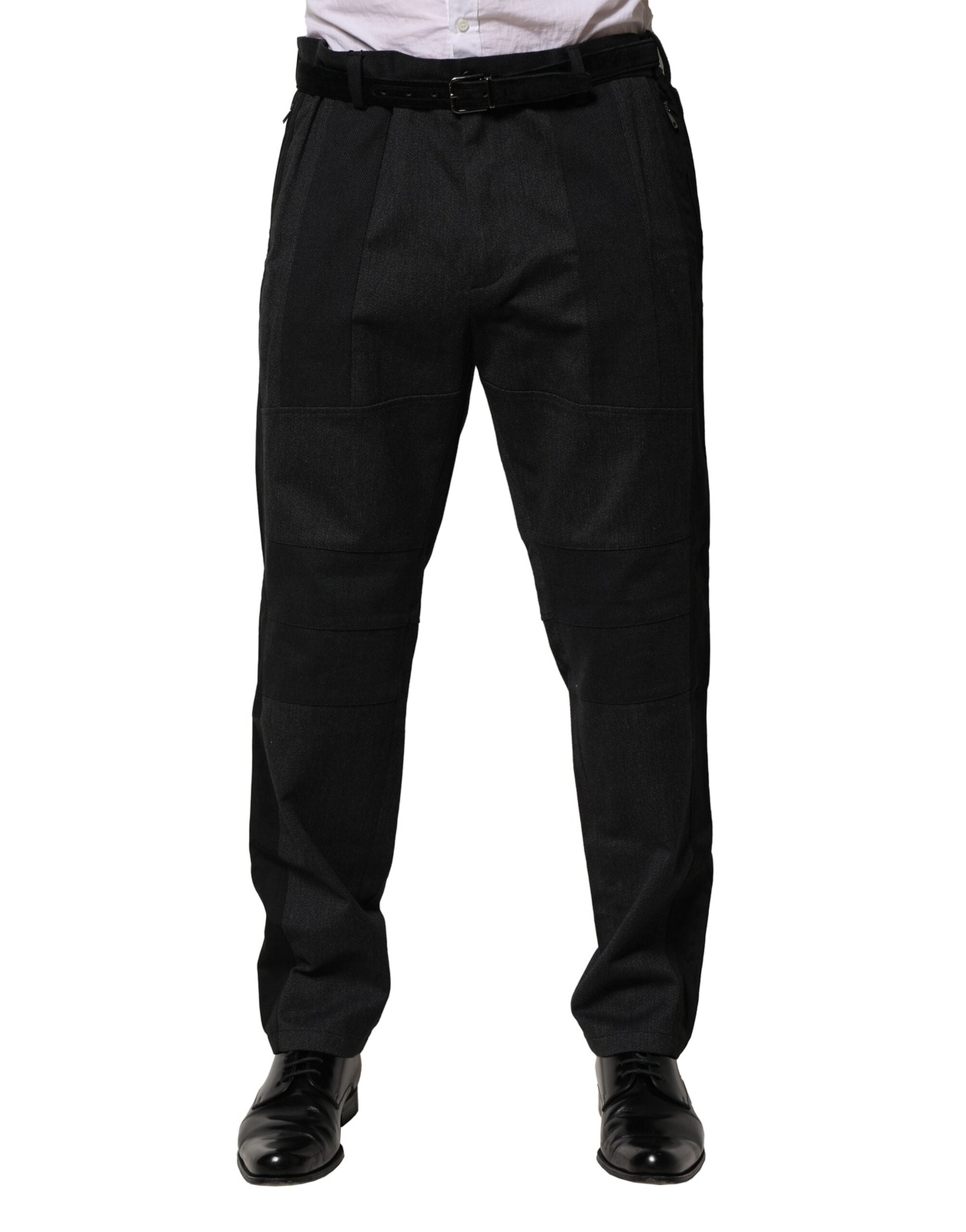 Dolce &amp; Gabbana – Schmale Anzughose aus schwarzer Baumwolle