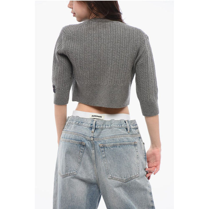 We11done Cable-Knit Wool Cropped Cardigan