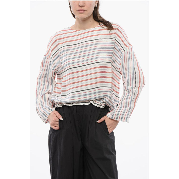 Woolrich Balanced Stripe VARSITY Linen Blend Blouse
