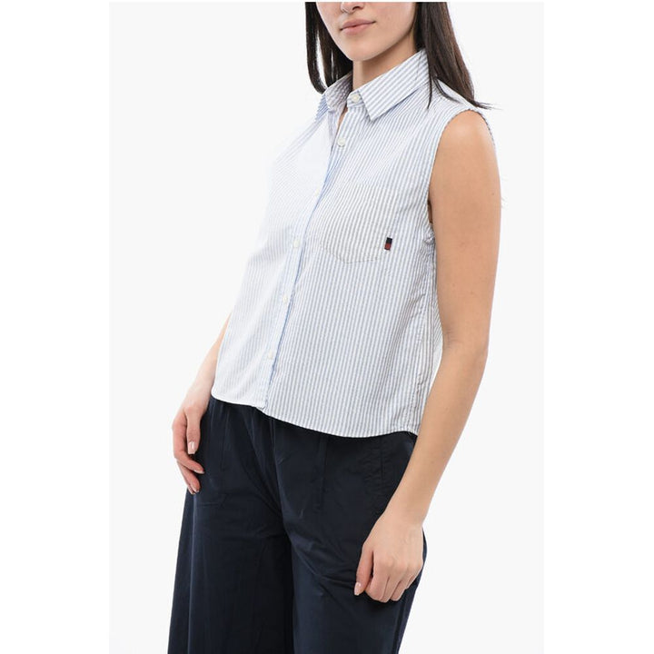 Woolrich Awning Striped Sleeveless Shirt with Breast-pocket