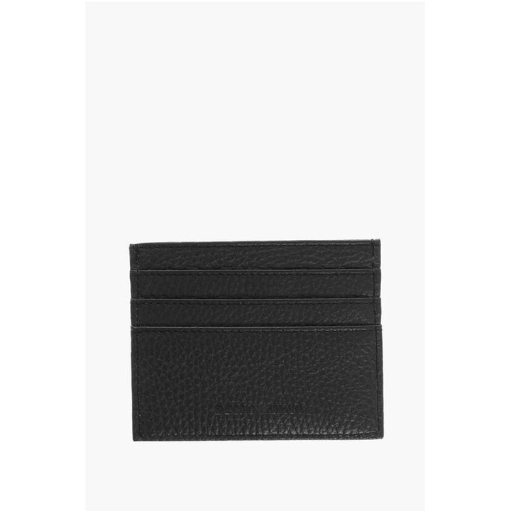 Armani EMPORIO Textured Leather Card Holder with Embossed Logo