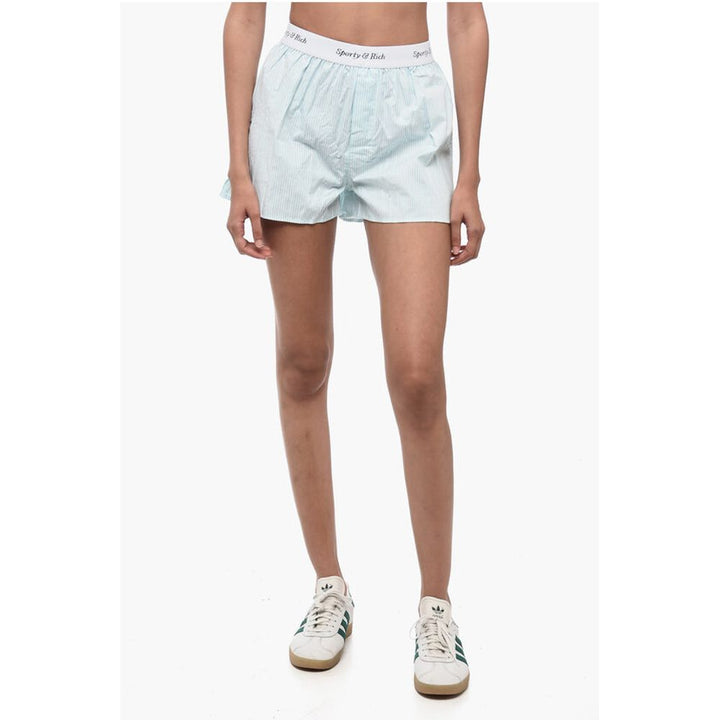 Sporty & Rich Striped Shorts with Logoed Elastic Band