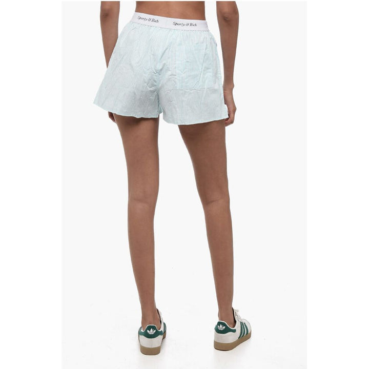 Sporty & Rich Striped Shorts with Logoed Elastic Band