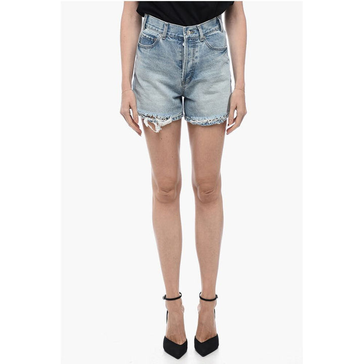 We11done Denim Shorts with Frayed Hem