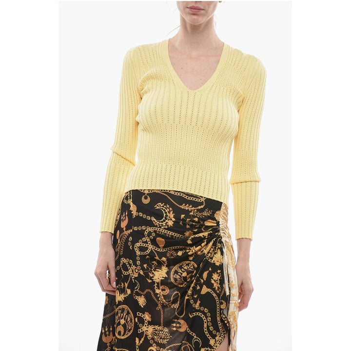 Aeron V-Neck Stretch Fabric Ribbed SHARA Sweater