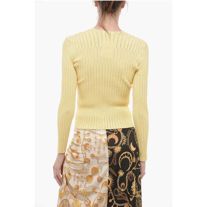 Aeron V-Neck Stretch Fabric Ribbed SHARA Sweater