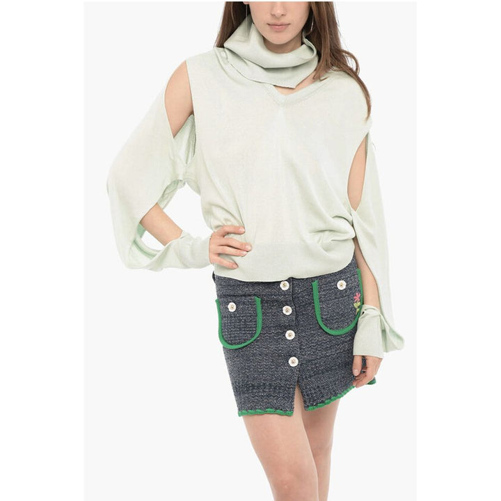 Silk Sweater with Cut-Out Detail and Removable Collar