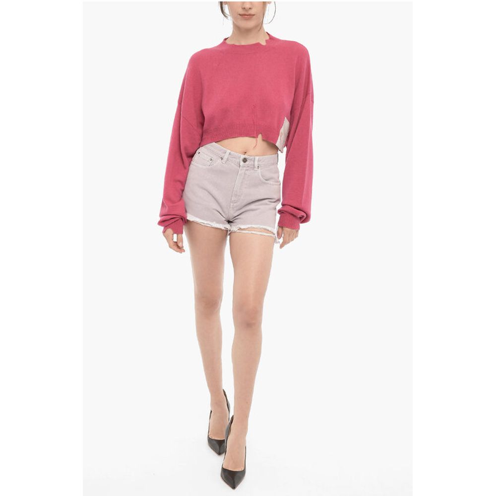 Cropped Turtleneck Cashmere Blend Sweater