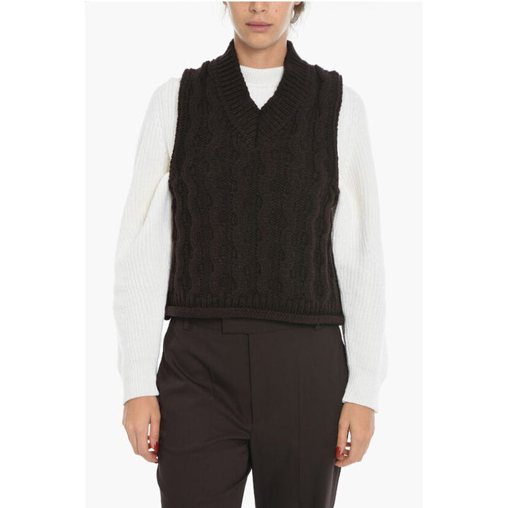 Samsoe Samsoe Cable Knit Sleeveless HUSKE V-Neck Sweater Sleeveless