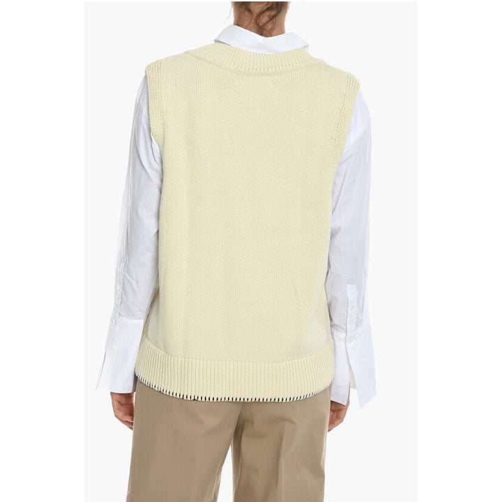 Samsoe Samsoe V-Neck KRISTA Knitted Vest with Contrasting Stitching