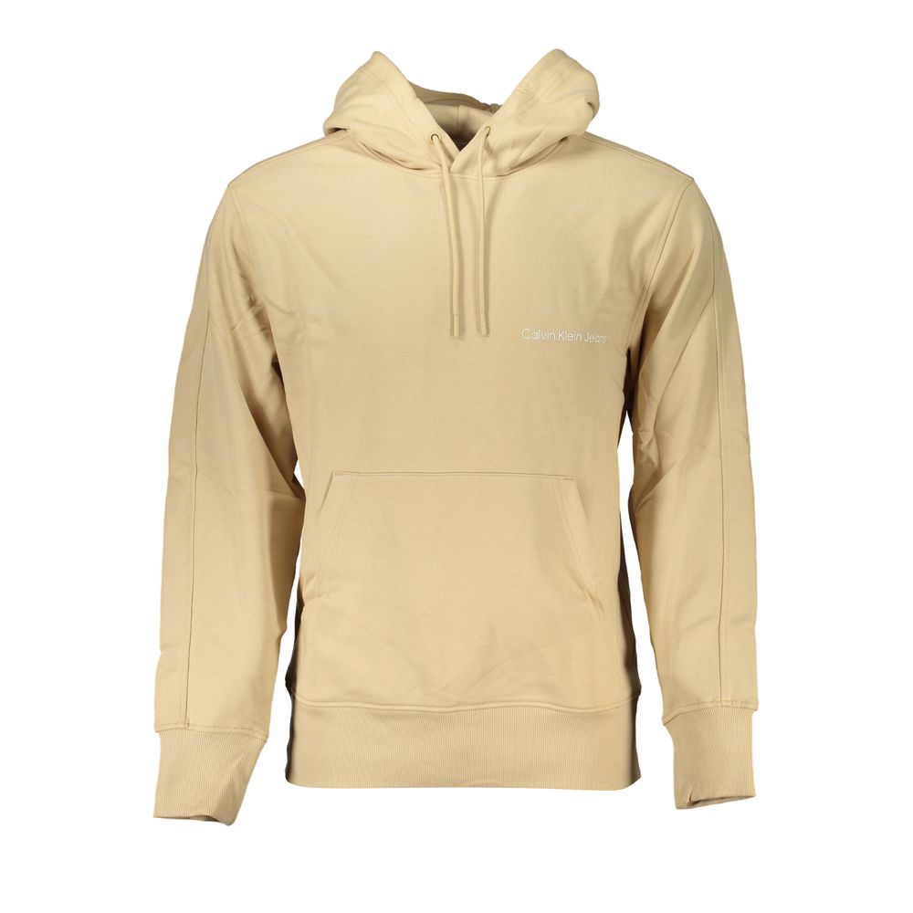 Sweat à capuche en coton brossé beige Calvin Klein