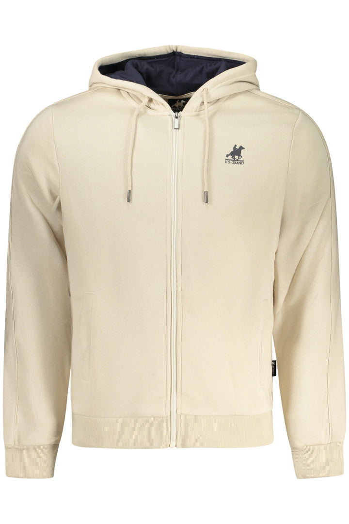 US GRAND MEN&#39;S BEIGE ZIP-UP SWEATSHIRT