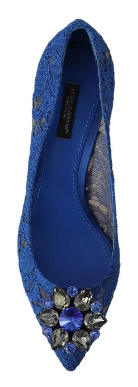 Ballerines Dolce &amp; Gabbana en dentelle bleue et cristaux