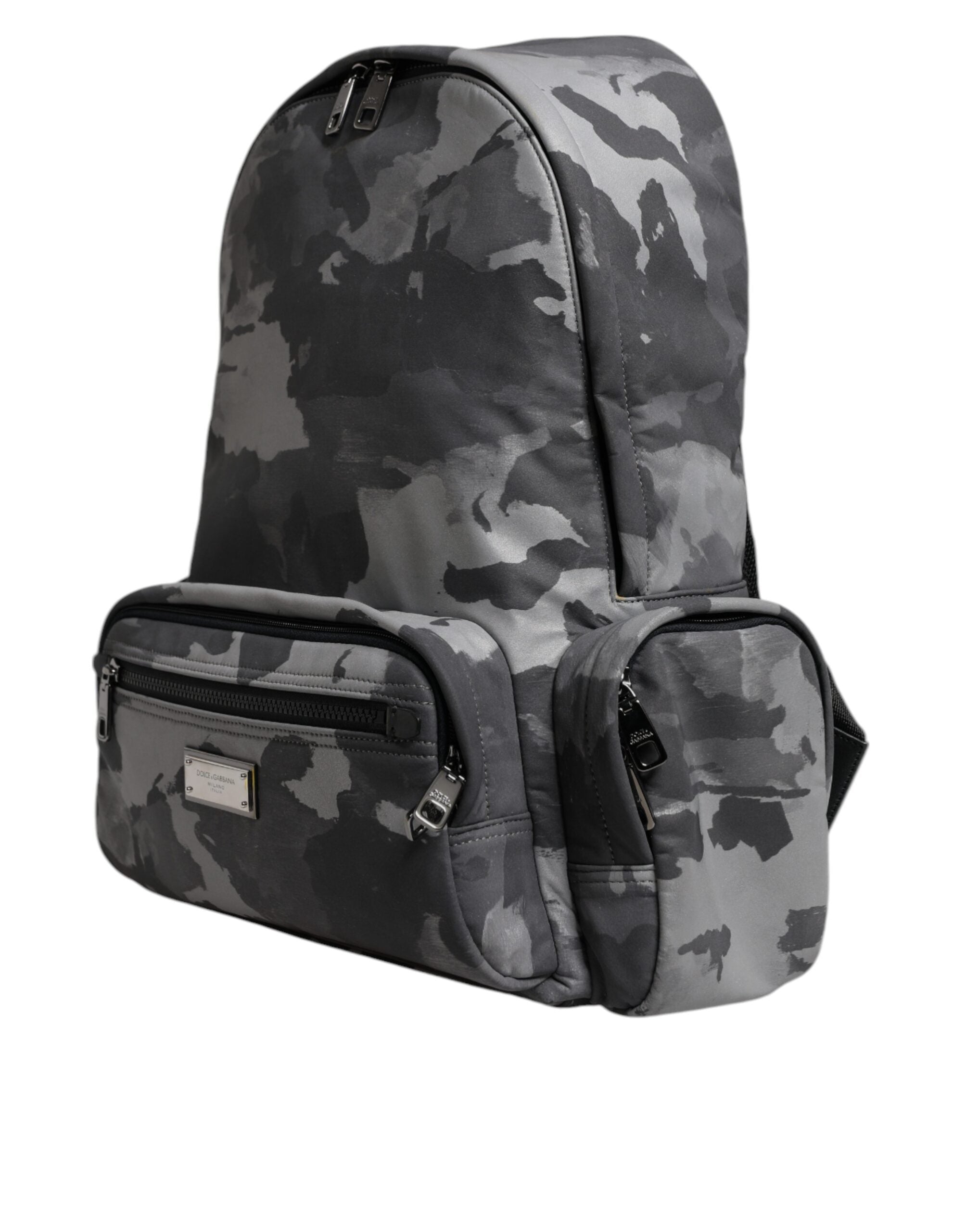 Sac à dos Dolce &amp; Gabbana en coton gris avec plaque logo camouflage
