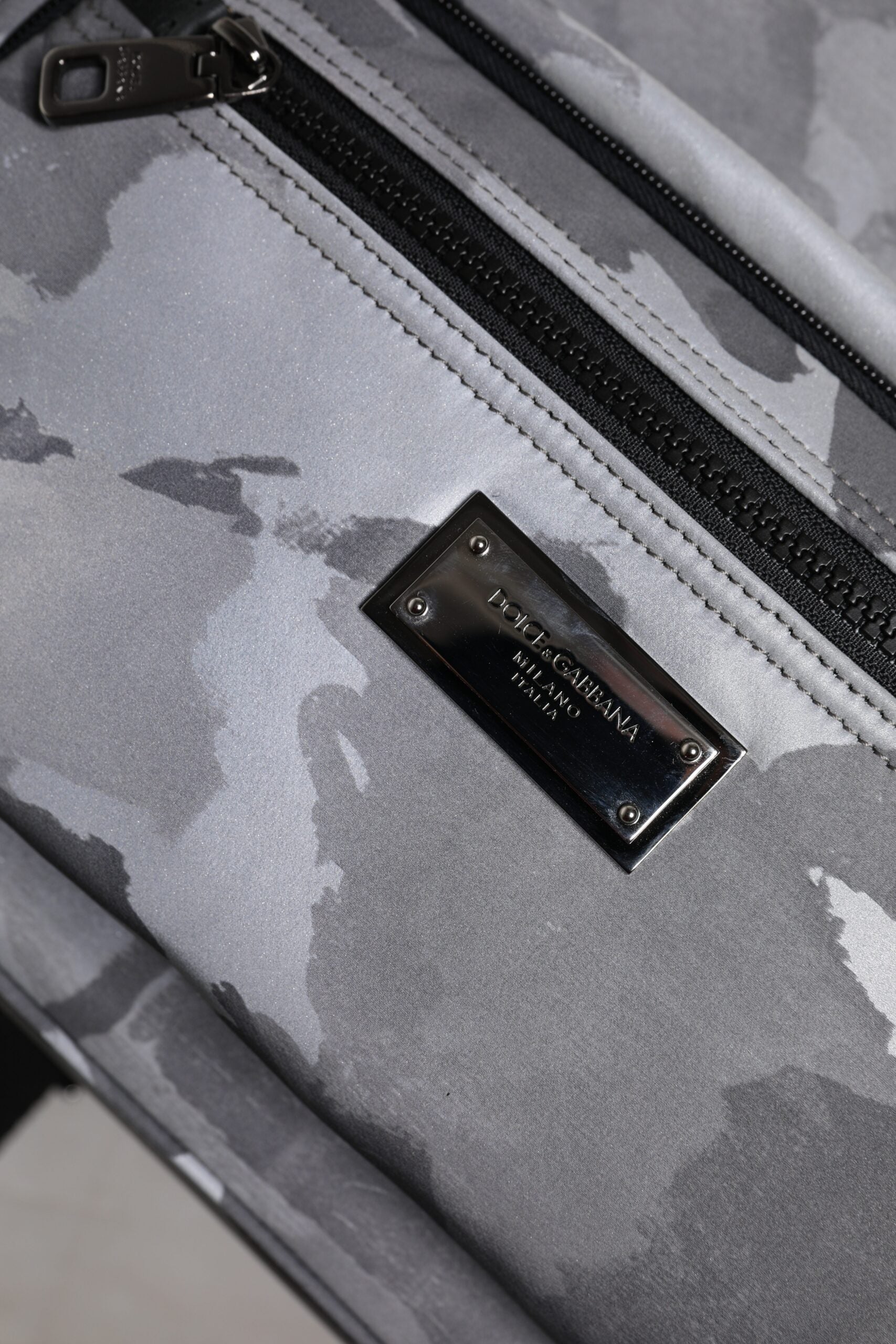 Sac à dos Dolce &amp; Gabbana en coton gris avec plaque logo camouflage